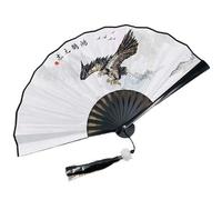 HTFTOIO 1 éventail pliable en soie de style chinois japonais - Cadeau de mariage - Éventail de danse vintage en bambou (G)