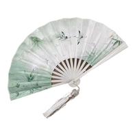 HTFTOIO 1 éventail pliable en soie de style chinois japonais pour mariage, art, danse, vintage, en bambou, pliable (K)