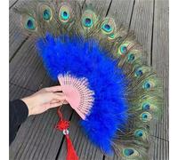 HTFTOIO 1 grand éventail en plumes de paon Cheongsam Show Live Performance Gothique Danse Main Mariage Décoration de fête (8)