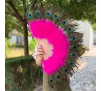 HTFTOIO 1 grand éventail en plumes de paon Cheongsam Show Live Performance Gothique Danse Main Mariage Décoration de fête (2)