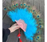 HTFTOIO 1 grand éventail en plumes de paon Cheongsam Show Live Performance Gothique Danse Main Mariage Décoration de fête (5)