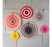 HTFTOIO Lot de 6 éventails pliants en papier faits à la main pour dessin 3D, décoration de fête, mariage, origami coloré (14)