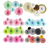 HTFTOIO Lot de 6 éventails pliants en papier faits à la main pour dessin 3D, décoration de fête, mariage, origami coloré (12)