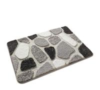 HTGAOO Absorbent Bath Mat, Thick Plush Cobblestone Bath Blanket is Super Soft and Fluffy Enough to Absorb Water and Prevent Slip (Blue, 20" x 32 ")(Grey Gray,16" x 24")