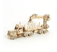 HTGAOO Kit de Puzzle en Bois représentant Une Grue et Un Camion, Maquette véhicule Chantier détachable, à Assembler soi-même 428 pièces, for Enfants Adultes