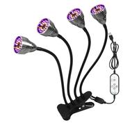 HTGAOO Lampe de culture LED USB 5V à spectre complet avec support, 4 têtes, for plantes d'intérieur, semis de fleurs, tente de légumes(4head)
