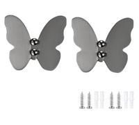 HTGAOO Patère, crochet papillon en cuivre 2 pièces, très approprié for la salle de bain, la cuisine et la chambre (blanc) (noir)(Gun Grey)