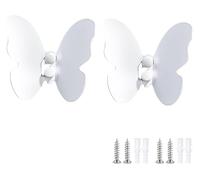 HTGAOO Patère, crochet papillon en cuivre 2 pièces, très approprié for la salle de bain, la cuisine et la chambre (blanc) (noir)(White)