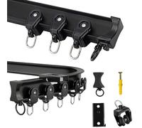 HTGAOO Rails et ferrures for Rideaux, Rail de Plafond Flexible en Aluminium, séparateur de pièce, Noir, 5,6 m(6.6M/22Ft)