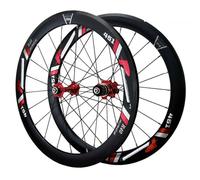 HTGAOO Roue de vélo Pliante, Avant 100 mm et arrière 130, Paire Roues BMX 451 20 Pouces, roulements étanches for Freins V-Brake, Compatible avec 8-9-10-11 Vitesses 24 Trous(Red)