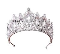 HTGFNKFQ TRUSTTWO Baroque Vintage Droplet Crystal Headwear Bridal Headwear Royal Queen Diadem Celebration Wedding Hair Jewelry The New(Silver White)