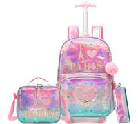 HTgroce Cartable a Roulette Fille cm1 Sac Dos Roulettes Pour Filles Cartable Primaire Rentree Scolaire