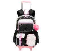 HTgroce Cartable A Roulette Fille Primaire, Sac a Dos Roulette Fille Cartable a Roulette Fille Enfants Qui Vont à l'école et Qui Voyagent CP,CE1,CE2,CM1