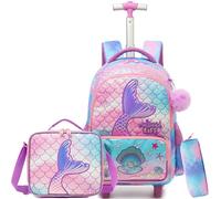 HTgroce Cartable a Roulette Fille Sac Dos Roulettes Pour Filles Sirène cp
