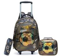 HTgroce Cartable a Roulette Garçon Sac a Roulette Garçon cp Sac à Dos à Roulettes, Football Cartable de Voyage et Scolaire à Roulettes CE1,CE2