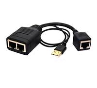 HTGuoji Adaptateur répartiteur réseau RJ45 1 vers 2 LAN Ethernet 1 femelle vers 2 femelles pour Cat5/5e/6/7/8 Prise en charge de deux appareils en ligne (1 femelle vers 2 femelles 20 cm)