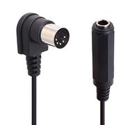 HTGuoji Câble adaptateur audio stéréo DIN 5 broches vers 6,35 mm mâle MIDI à angle droit à 90 degrés vers prise TRS 6,35 mm femelle pour haut-parleurs, amplificateurs, mixeurs de musique, clavier MIDI