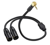 HTGuoji Câble auxiliaire XLR vers stéréo 1/8, rectangulaire, 90 degrés, 3,5 mm 1/8" vers Dual XLR Y, câble répartiteur pour smartphone, lecteur MP3, ordinateur portable, haut-parleur, amplificateur
