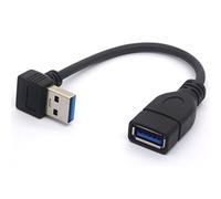 HTGuoji Câble d’Extension Court USB 3.0, coudé à Gauche à 90 degrés, USB Type A mâle vers Femelle, câble d’Extension de Vitesse 5 Gbit/s, 15 cm (Down)