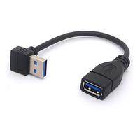 HTGuoji Câble d’Extension Court USB 3.0, coudé à Gauche à 90 degrés, USB Type A mâle vers Femelle, câble d’Extension de Vitesse 5 Gbit/s, 15 cm (Up)