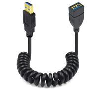 HTGuoji Câble d'extension USB 3.0 à ressort spiralé, type A mâle vers femelle pour Playstation, Xbox, clé USB, disque dur, lecteur de cartes, scanner, imprimante, clavier 1,5 m