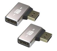 HTGuoji Lot de 2 adaptateurs DisplayPort 1.4 8K - Angle droit à 90 degrés - Prise en charge du connecteur d'extension femelle DP - 8K @ 60 Hz 4K @ 144 Hz 1080p @ 240 Hz - Full HD stéréo 3D (droite)