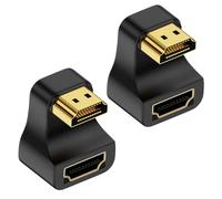 HTGuoji Lot de 2 adaptateurs HDMI 2.1 8K en forme de U, 360 degrés HDMI mâle vers femelle 48 Gbit/s 8K @ 60 Hz UHD2.1 3D avec indicateur LED pour ordinateur portable, PC, moniteur, projecteur, HDTV