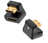 HTGuoji Lot de 2 adaptateurs Mini HDMI 2.1 en forme de U à 360 degrés, 8K Mini HDMI mâle vers femelle 48 Gbit/s, 8K @ 60 Hz pour appareil photo, moniteurs, DVR