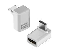 HTGuoji Lot de 2 adaptateurs USB-C rectangulaires 240 W 80 Gbps, type C mâle à 90 degrés pour extension femelle, prise en charge 8K @ 60 Hz OTG, compatible avec Thunderbolt 5/4/3 pour iPad, MacBook