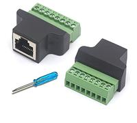 HTGuoji Lot de 2 connecteurs Ethernet RJ45 femelle vers 8 broches - Connecteur de terminal à vis Cat7 Cat6 Cat5 Cat5e