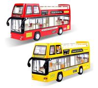 HTGWCG Bus Jouet Double étage Bus, Pull-Back modèle Ville Buses Jouet pour Les Enfants, Alliage Diecast jou-et véhicules Libre rouage modèle d'action, Cadeaux pour Les Enfants, Jaune ou Rouge (1Pcs)