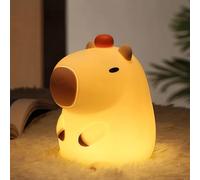 HTGWCG Capybara Veilleuse Enfant 7 Couleurs Animal Mignon Silicone Souple Lampe LED Déco Chambre Lampe Chevet Tactile Portable et Rechargeable Veilleuse Bébé Pour Enfants et Tout Petits