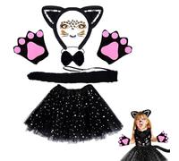 HTGWCG Déguisement Chat Fille, Déguisement Animaux Enfant, Jupe Tutu, Costume Animauxpour Enfant Halloween Cosplay Carnaval, Fête cosplay Spectacle Scolaire