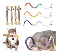 HTGWCG Jouet Chat, Jouet à Mâcher, 3 Jouets Chat Corde et 4 Pièces Bâtonnets Herbe à Chat, Herbe à Chat pour Animal Nettoyer Les Dents, pour Interagir Et Nettoyer Les Dents
