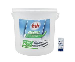 HTH ALKANAL Poudre - 10kg | Correcteur TAC - Augmente l'Alcalinité + 10 Tests HPS OFFERTS 6 en 1