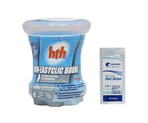 HTH Mini EASYCLIC Brome - Diffuseur Flottant 4-10m3-0,35kg | Brome Lent - Désinfection Régulière Longue Durée - Dissolution Lente + 10 Tests HPS OFFERTS 6 en 1