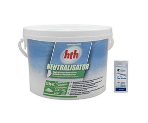 HTH NEUTRALISATOR Granulés (Cristaux) - 2,5kg | Neutralisateur de Chlore et de Brome + 10 Tests HPS OFFERTS 6 en 1