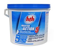 HTH Tablettes de chlore multifonction 200g, seau de 5kg - 5 actions en un produit.