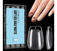 Hthed-504 Pièces Capsule Americaine Ongle, 12 Tailles Faux Ongles, Cercueil Court Transparent Couverture Complète, Avec Valise De Rangement, Pose Americaine Capsule Pour Diy Nail Art