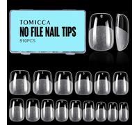 Hthed-510 Pièces Capsule Americaine Ongle, 15 Tailles Faux Ongles, Squoval Ultra Court Transparent Couverture Complète, Avec Valise De Rangement, Pose Americaine Capsule Pour Diy Nail Art