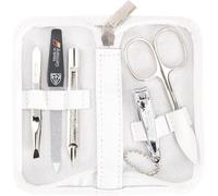 Hthed-Drei Schwerter Germany Siena Kit De Manucure 5 Pièces Comprenant Ciseaux À Cuticules, Coupe-Ongles, Lime À Ongles Saphir, Nettoyant Pour Ongles, Pince À Épiler, Couleur Cuir Blanc