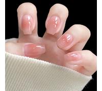 Hthed-Lot De 24 Français Faux Ongles Court Carré Press On Nails, Ongles Autocollants Adhesif Acrylique Pleine Couverture Faux Ongles Autocollants Pour Femmes Et Filles (Fard À Joues)