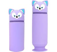 Hthed-Trousse À Crayons Kawaii, Trousse Télescopique En Silicone, Étui À Crayon Cute, Trousse Verticale Scolaire Pour Enfants Filles Et Étudiants
