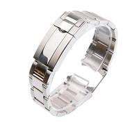 HTHRRFE Bracelet à bouton de réglage fin compatible avec Rolex Submariner noir vert Water Ghost antirouille accessoires en acier inoxydable 20 mm 21 mm(Bright silver,21mm)