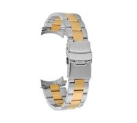 HTHRRFE Bracelet de montre 22 mm en acier inoxydable noir for homme, compatible avec Casio Strao MDV-106 MDV-107 MDV-106D MTP-VD01(Between gold-3)