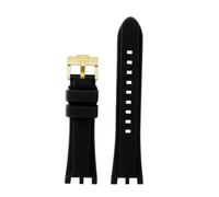 HTHRRFE Bracelet de montre à double encoche compatible avec Versace V-RACECHRONO, bracelet en caoutchouc de silicone, accessoires GTM(A Black gold)