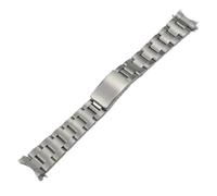 HTHRRFE Bracelet de montre classique en acier inoxydable argenté brossé 19/20 mm, compatible avec les bracelets Rolex Oyster Perpetual Date à maillons creux(19MM_NO LOGO)