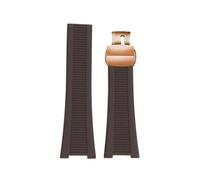 HTHRRFE Bracelet de montre concave en caoutchouc naturel 25 mm x 13 mm, compatible avec Patek Nautilus Philippe PP 5711 5712, bracelet en silicone noir(Brown-rose gold)
