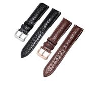 HTHRRFE Bracelet de montre crocodile étanche for hommes, compatible avec Tissot Montblanc Tudor Breitling, motif rond en cuir véritable 21 20 mm(BrownWhite-Golden-K1,18mm)