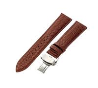 HTHRRFE Bracelet de montre crocodile étanche for hommes, compatible avec Tissot Montblanc Tudor Breitling, motif rond en cuir véritable 21 20 mm(Brown-Steel-B1,21mm)